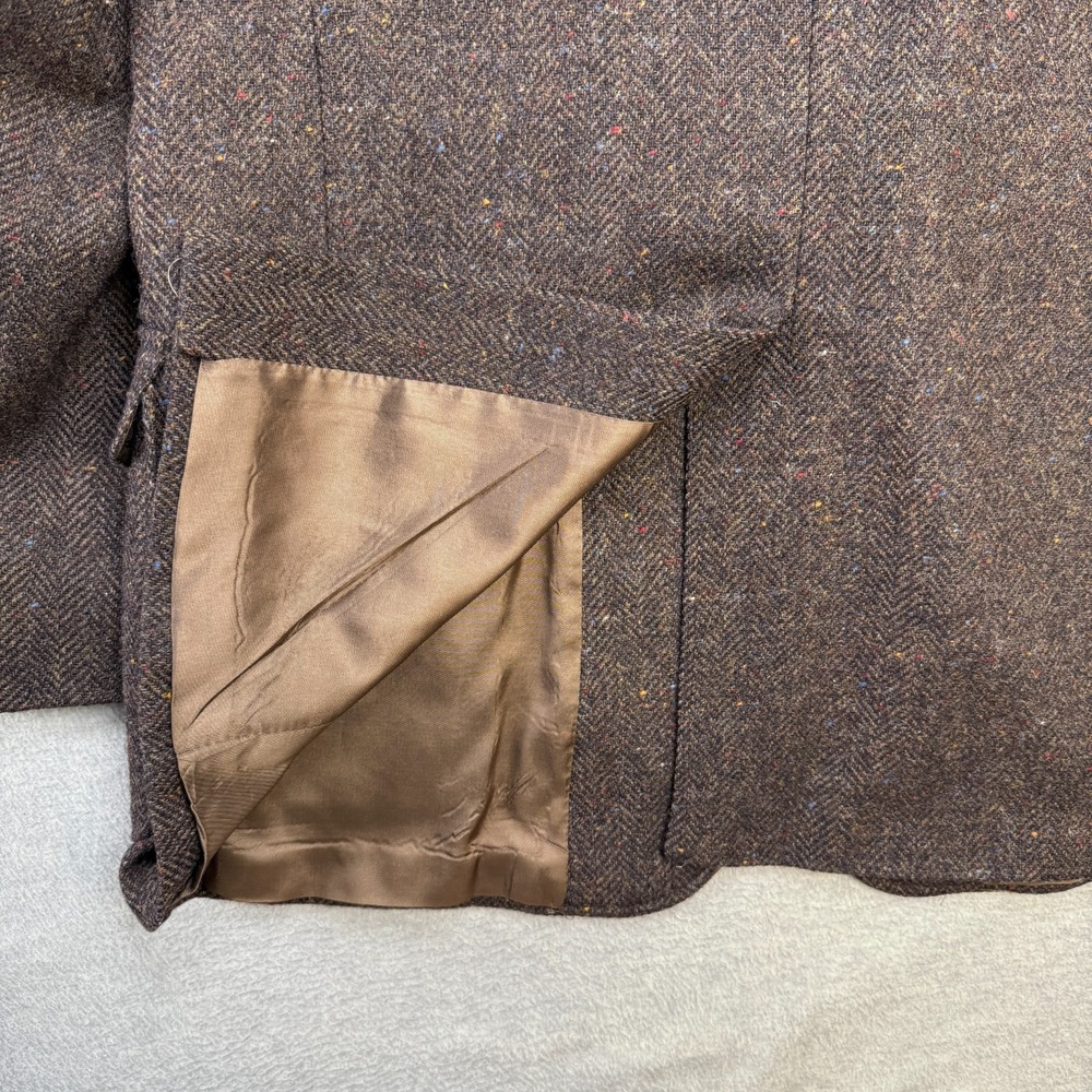 Vintage Tweed Blazer Jacket Men 44 Brown Speckle Wool Sport Coat Imperial Haggar - Picture 9 of 13